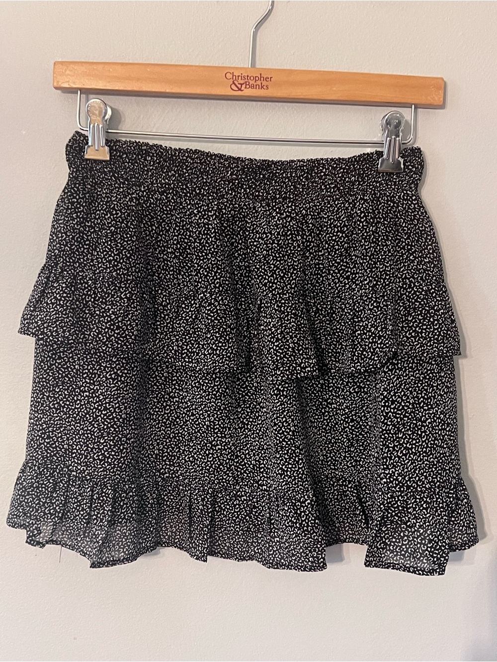 Altar'd State Black & White Printed Ruffle Mini Skirt